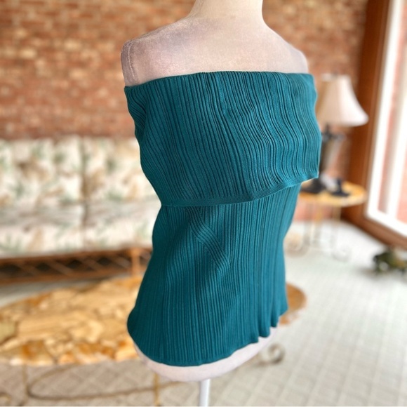 WHBM Teal Ribbed Off Shoulder Top XL - Picture 10 of 15